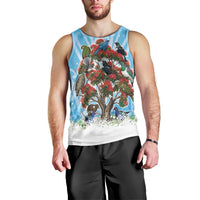 New Zealand Birds Christmas Men Tank Top Pohutukawa Xmas Tree
