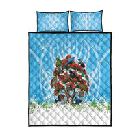 New Zealand Birds Christmas Quilt Bed Set Pohutukawa Xmas Tree