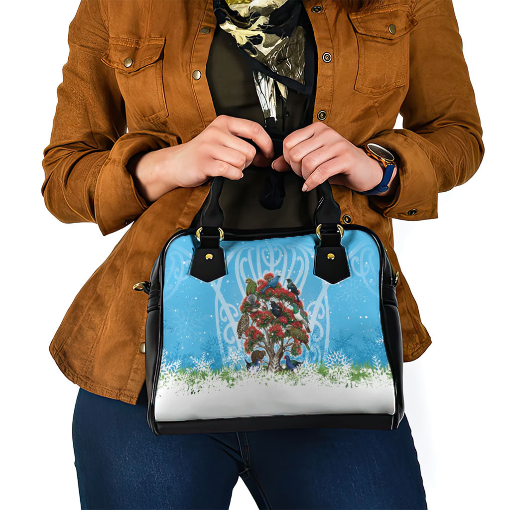 New Zealand Birds Christmas Shoulder Handbag Pohutukawa Xmas Tree