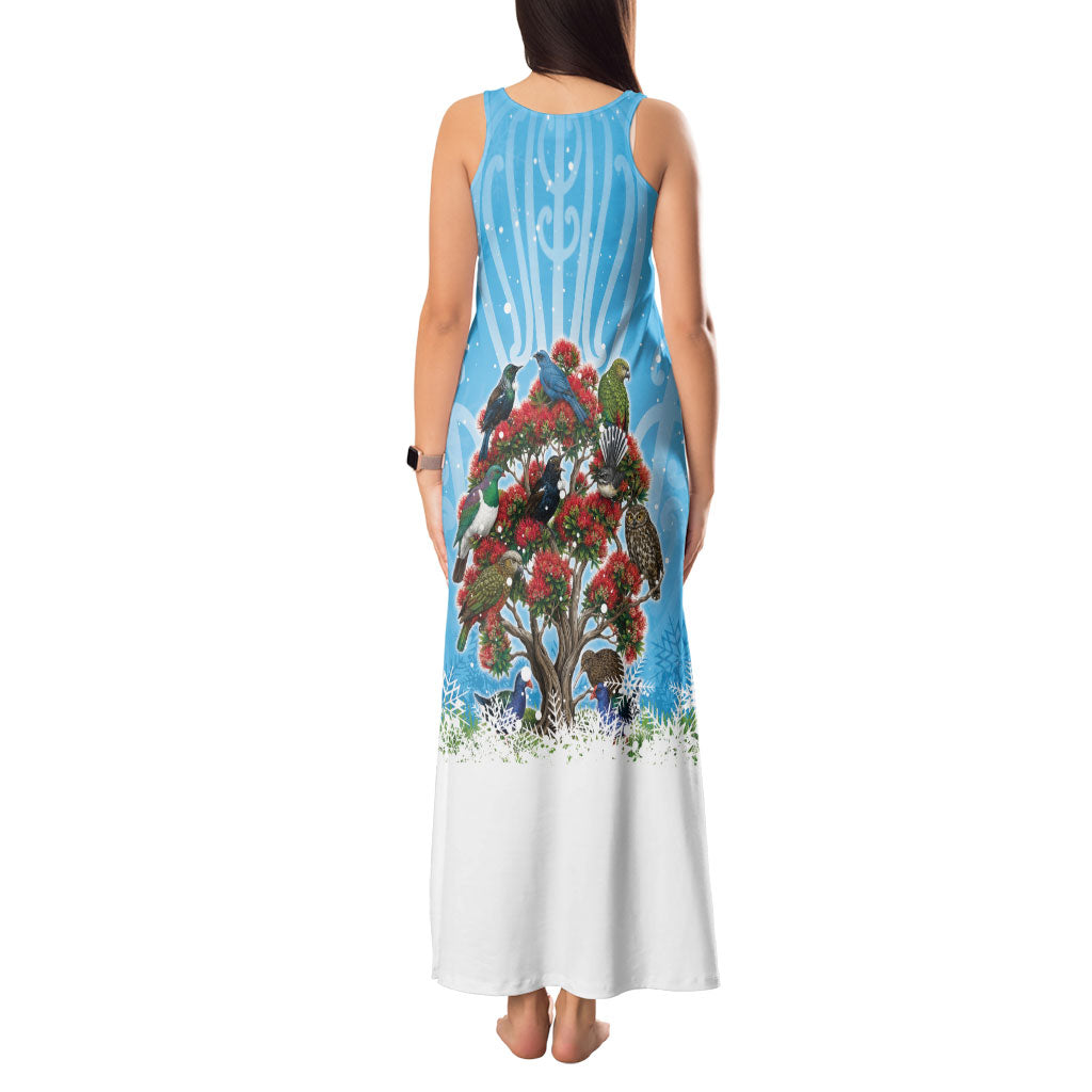 New Zealand Birds Christmas Tank Maxi Dress Pohutukawa Xmas Tree