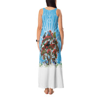 New Zealand Birds Christmas Tank Maxi Dress Pohutukawa Xmas Tree