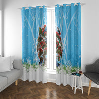 New Zealand Birds Christmas Window Curtain Pohutukawa Xmas Tree