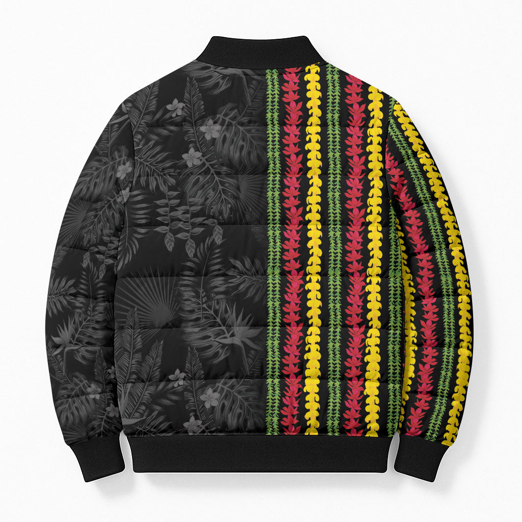 Hawaii Lei Kanaka Maoli Flag Bomber Puffer Jacket Tropical Vibes