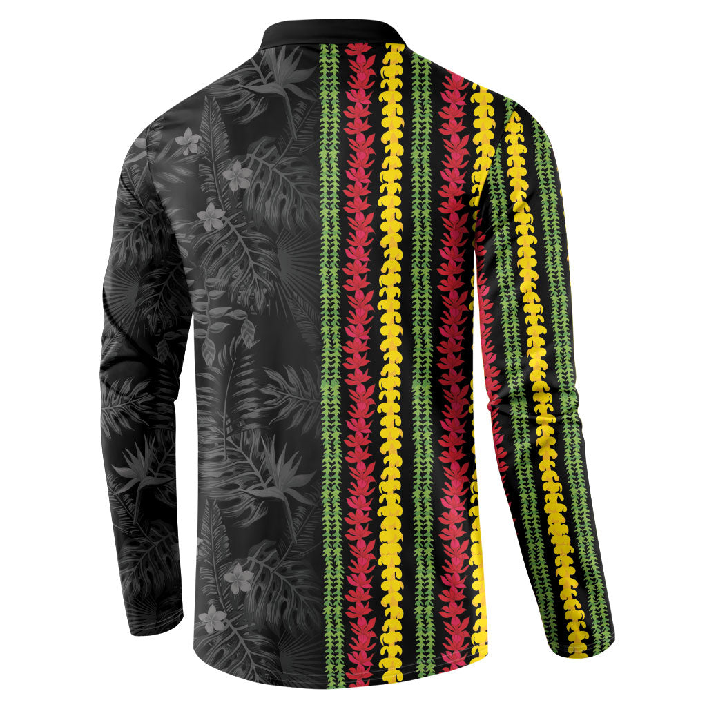 Hawaii Lei Kanaka Maoli Flag Button Sweatshirt Tropical Vibes