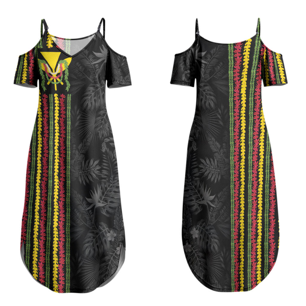 Hawaii Lei Kanaka Maoli Flag Couples Matching Summer Maxi Dress and Hawaiian Shirt Tropical Vibes