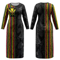 Hawaii Lei Kanaka Maoli Flag Family Matching Long Sleeve Bodycon Dress and Hawaiian Shirt Tropical Vibes