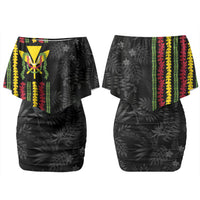 Hawaii Lei Kanaka Maoli Flag Family Matching Off Shoulder Short Dress and Hawaiian Shirt Tropical Vibes