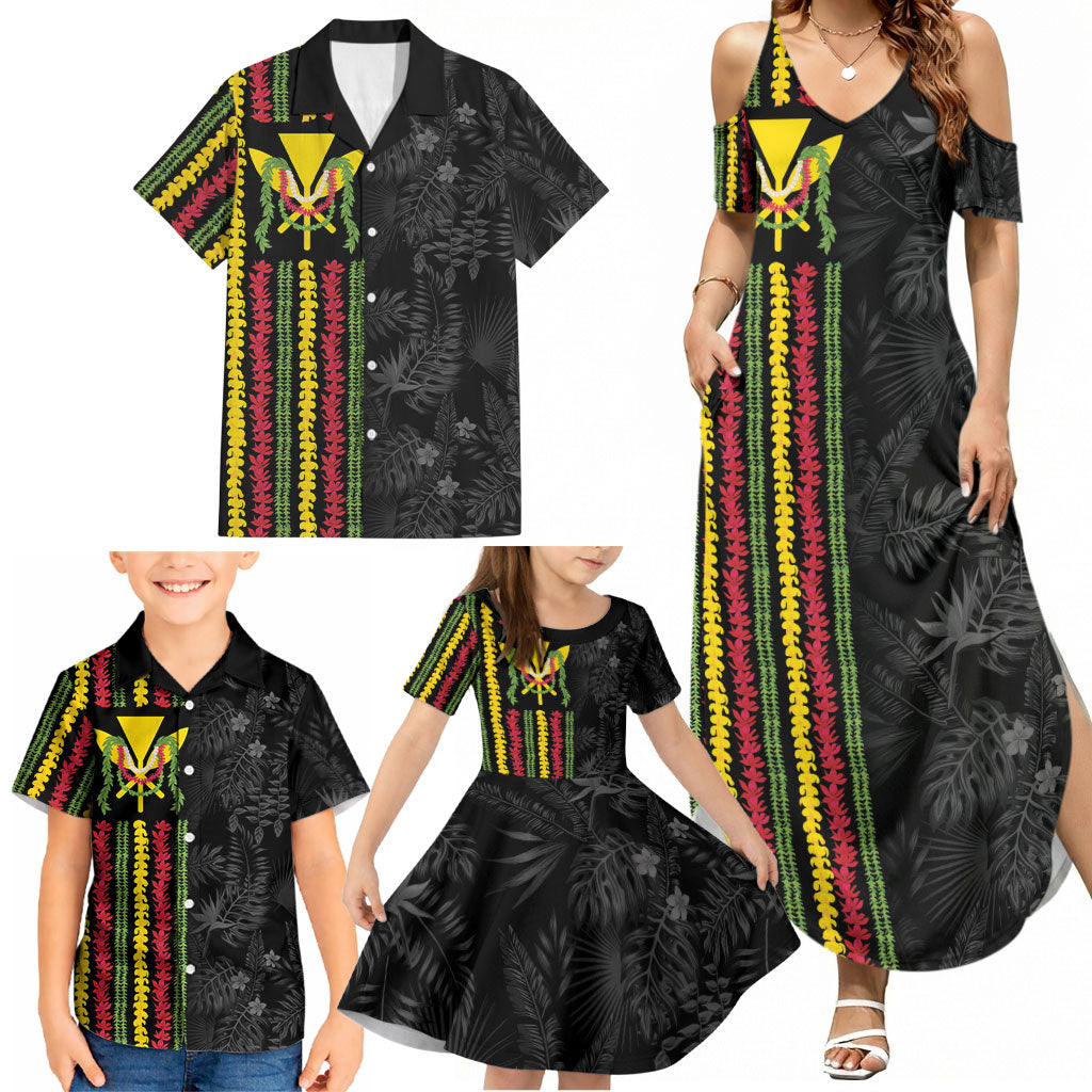Hawaii Lei Kanaka Maoli Flag Family Matching Summer Maxi Dress and Hawaiian Shirt Tropical Vibes