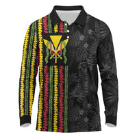 Hawaii Lei Kanaka Maoli Flag Long Sleeve Polo Shirt Tropical Vibes