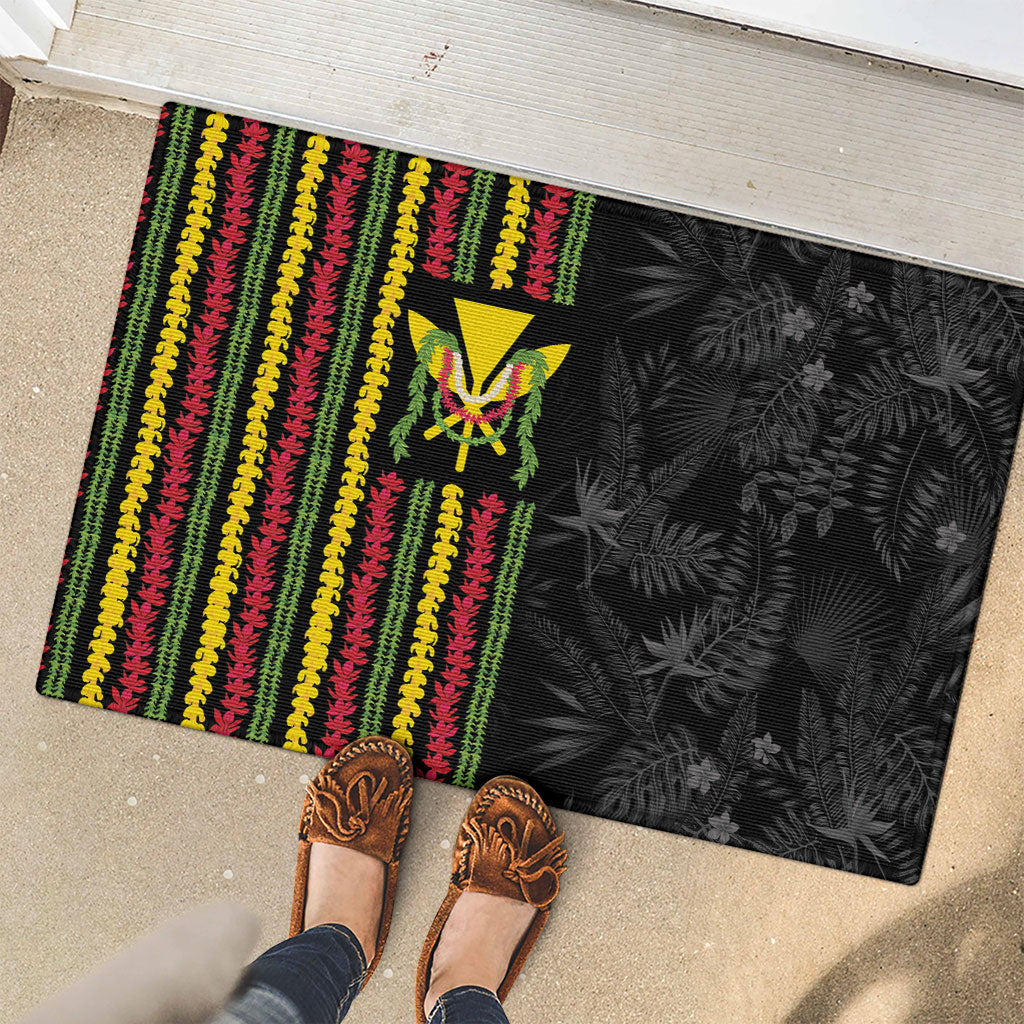 Hawaii Lei Kanaka Maoli Flag Rubber Doormat Tropical Vibes