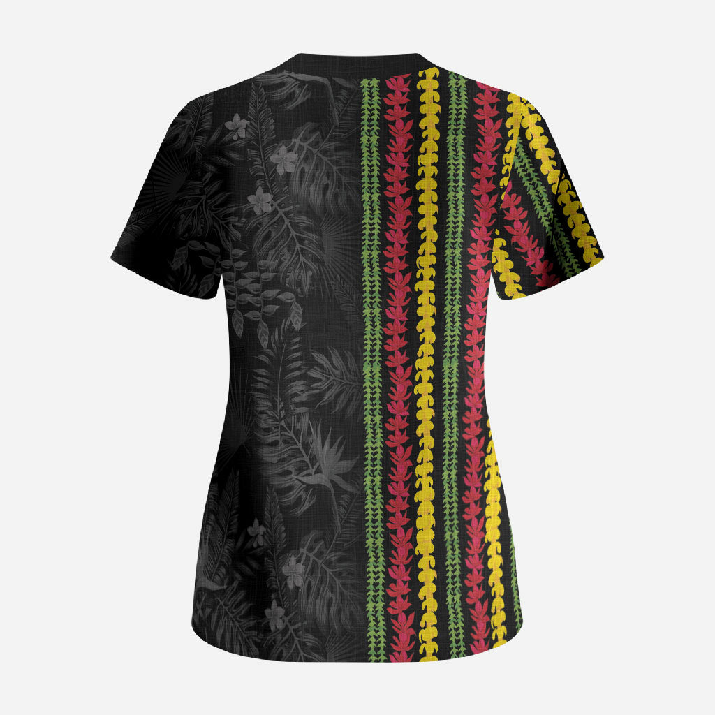 Hawaii Lei Kanaka Maoli Flag Scrub Top Tropical Vibes