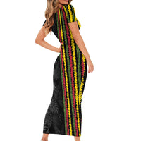 Hawaii Lei Kanaka Maoli Flag Short Sleeve Bodycon Dress Tropical Vibes
