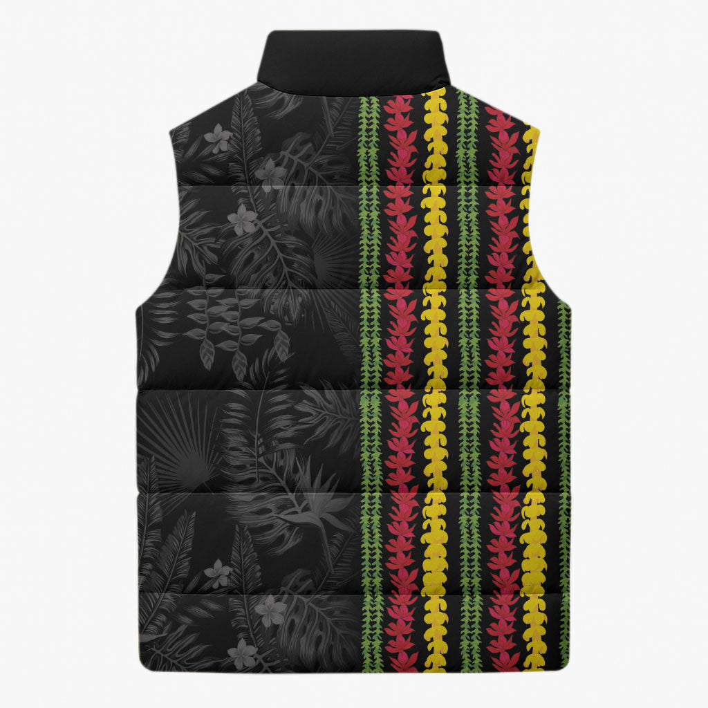 Hawaii Lei Kanaka Maoli Flag Sleeveless Puffer Jacket Tropical Vibes
