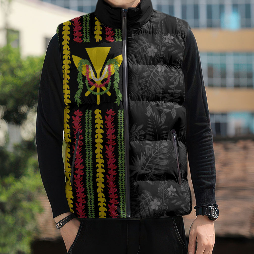Hawaii Lei Kanaka Maoli Flag Sleeveless Puffer Jacket Tropical Vibes