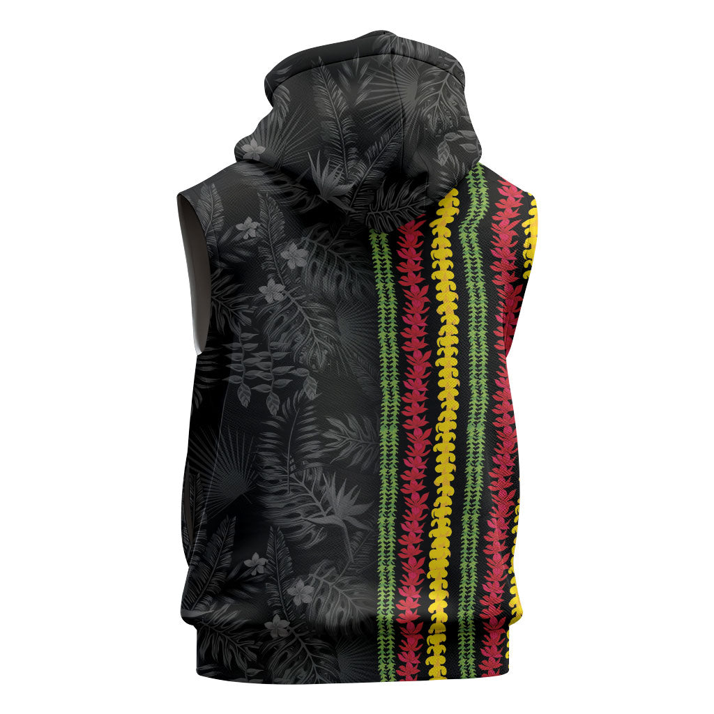 Hawaii Lei Kanaka Maoli Flag Sleeveless Zip Hoodie Tropical Vibes