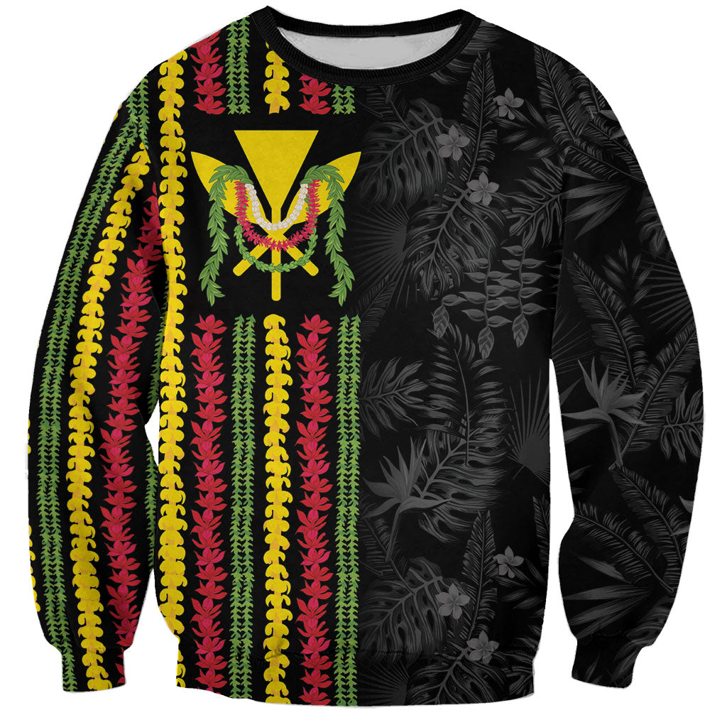 Hawaii Lei Kanaka Maoli Flag Sweatshirt Tropical Vibes LT05 Unisex Black - Polynesian Pride
