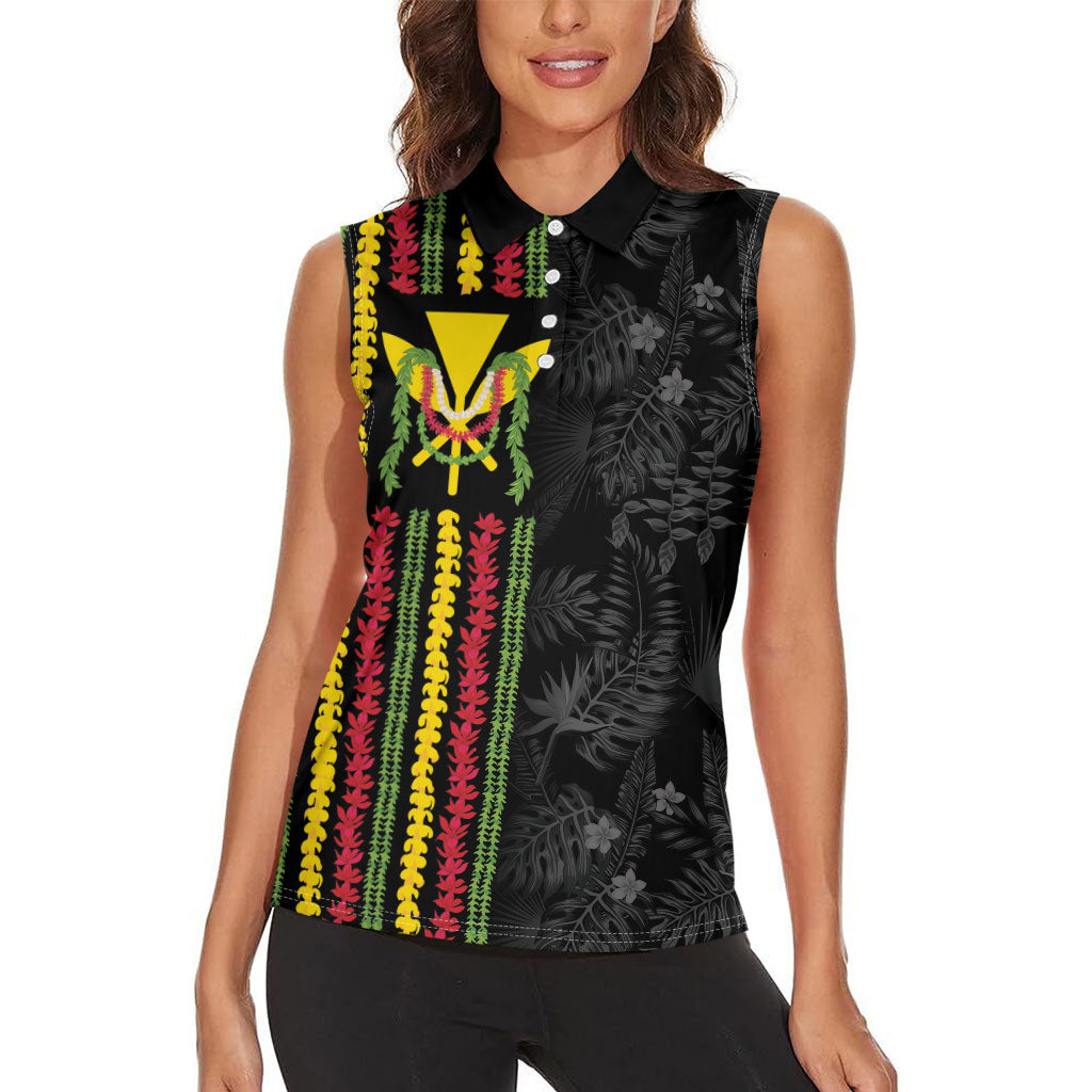 Hawaii Lei Kanaka Maoli Flag Women Sleeveless Polo Shirt Tropical Vibes