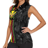Hawaii Lei Kanaka Maoli Flag Women Sleeveless Polo Shirt Tropical Vibes