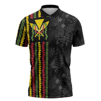 Hawaii Lei Kanaka Maoli Flag Zipper Polo Shirt Tropical Vibes