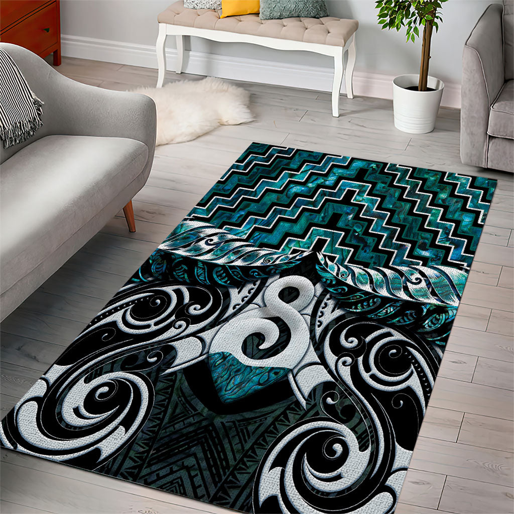 New Zealand Maori Area Rug Poutama Pikorua - Single Twist Paua Shell LT05 - Polynesian Pride