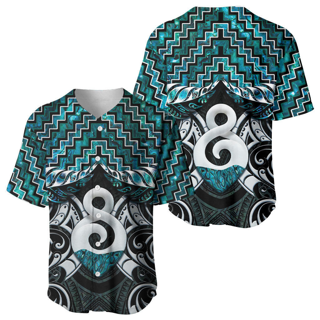 New Zealand Maori Baseball Jersey Poutama Pikorua - Single Twist Paua Shell LT05 - Polynesian Pride