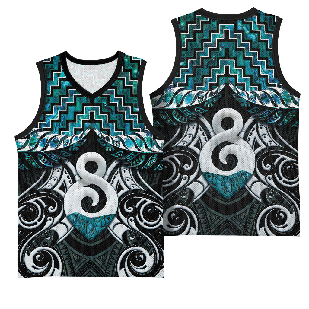 New Zealand Maori Basketball Jersey Poutama Pikorua - Single Twist Paua Shell LT05 - Polynesian Pride
