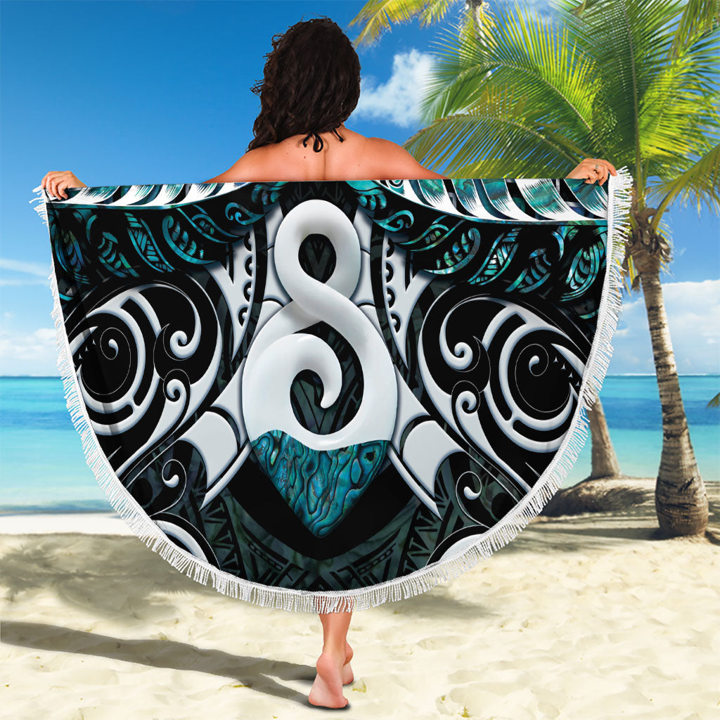 New Zealand Maori Beach Blanket Poutama Pikorua - Single Twist Paua Shell LT05 - Polynesian Pride