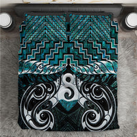 New Zealand Maori Bedding Set Poutama Pikorua - Single Twist Paua Shell LT05 Turquoise - Polynesian Pride