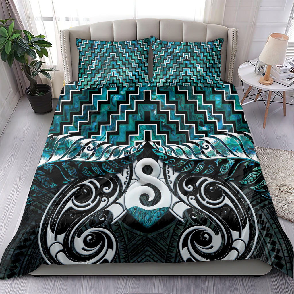 New Zealand Maori Bedding Set Poutama Pikorua - Single Twist Paua Shell LT05 - Polynesian Pride