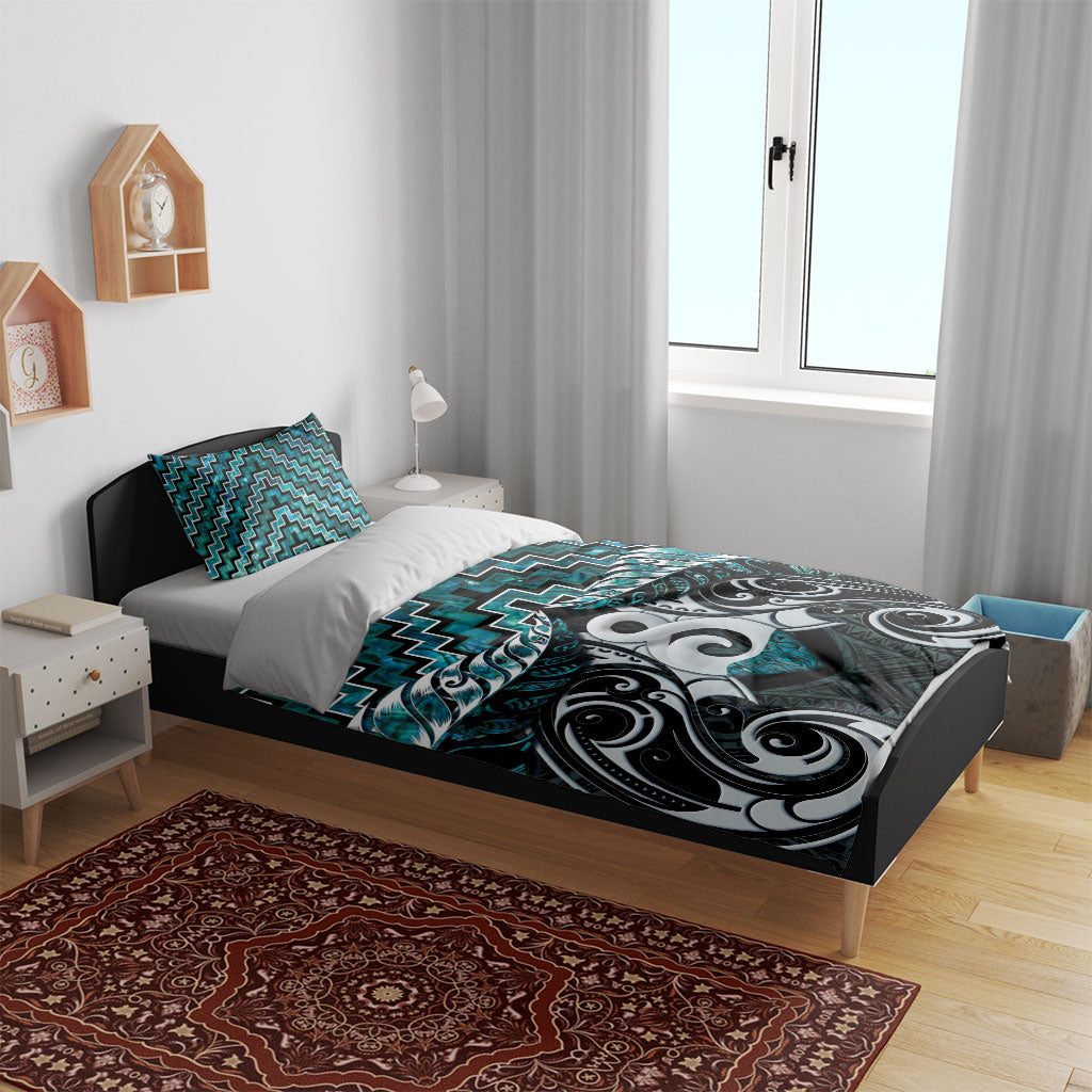New Zealand Maori Bedding Set Poutama Pikorua - Single Twist Paua Shell LT05 - Polynesian Pride