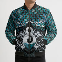New Zealand Maori Bomber Puffer Jacket Poutama Pikorua - Single Twist Paua Shell LT05 - Polynesian Pride