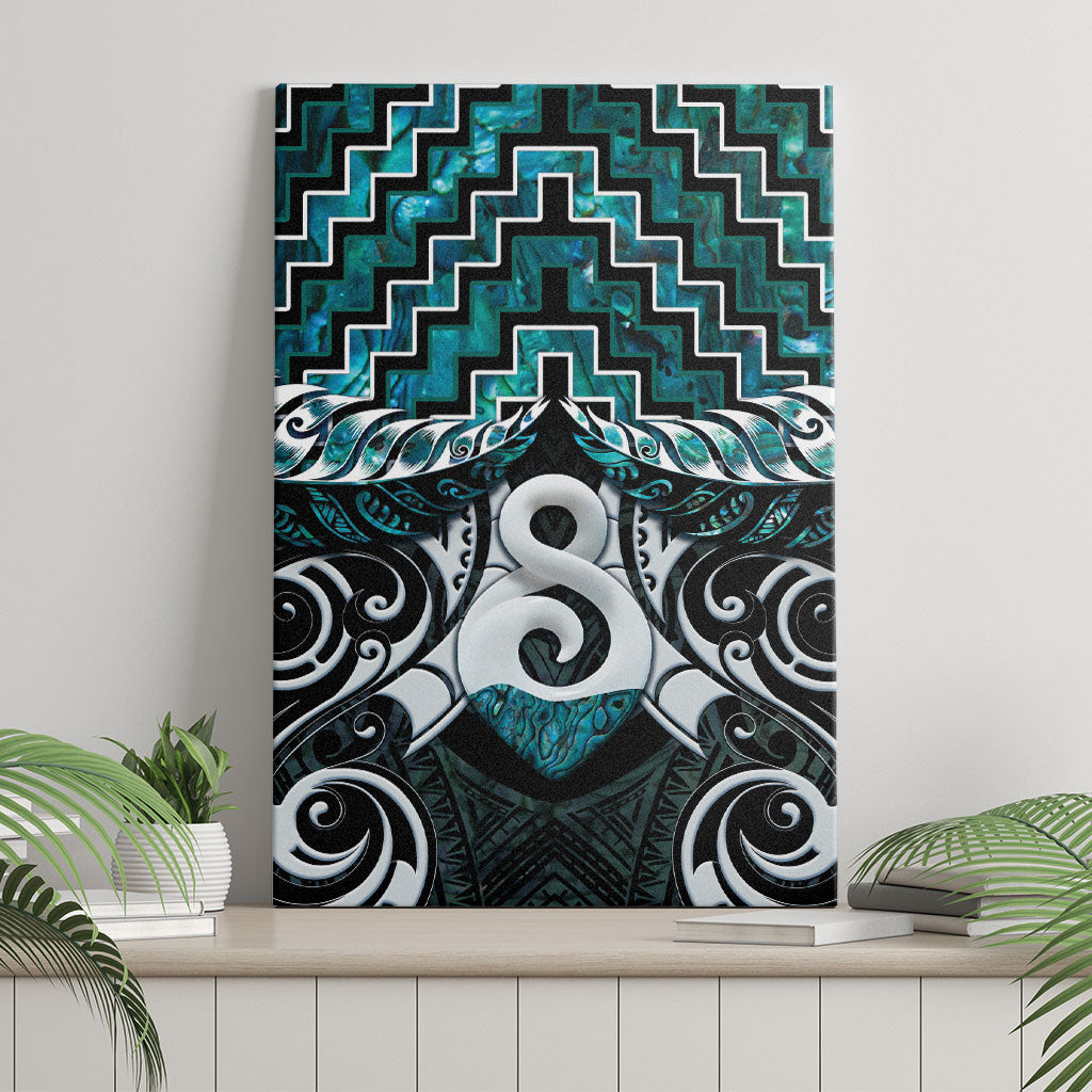New Zealand Maori Canvas Wall Art Poutama Pikorua - Single Twist Paua Shell LT05 - Polynesian Pride