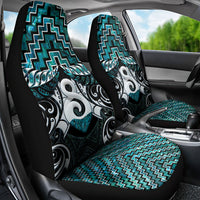 New Zealand Maori Car Seat Cover Poutama Pikorua - Single Twist Paua Shell LT05 - Polynesian Pride