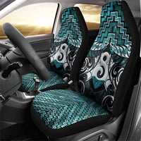 New Zealand Maori Car Seat Cover Poutama Pikorua - Single Twist Paua Shell LT05 - Polynesian Pride