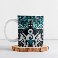 New Zealand Maori Ceramic Mug Poutama Pikorua - Single Twist Paua Shell LT05 Turquoise - Polynesian Pride