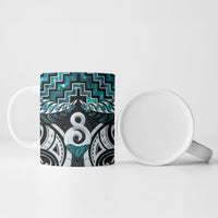 New Zealand Maori Ceramic Mug Poutama Pikorua - Single Twist Paua Shell LT05 - Polynesian Pride