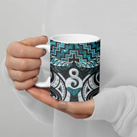New Zealand Maori Ceramic Mug Poutama Pikorua - Single Twist Paua Shell LT05 - Polynesian Pride