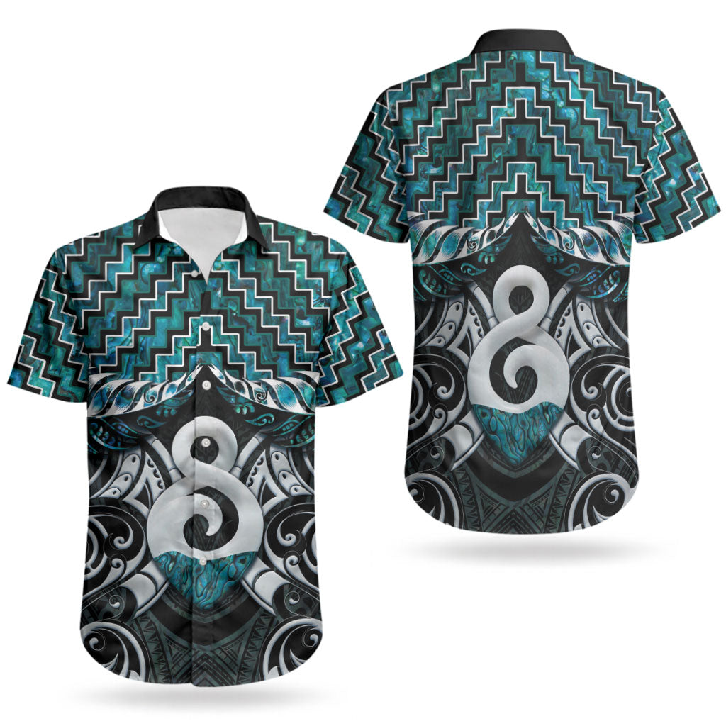 New Zealand Maori Couples Matching Mermaid Dress and Hawaiian Shirt Poutama Pikorua - Single Twist Paua Shell LT05 - Polynesian Pride