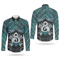 New Zealand Maori Couples Matching Summer Maxi Dress and Long Sleeve Button Shirt Poutama Pikorua - Single Twist Paua Shell LT05 - Polynesian Pride