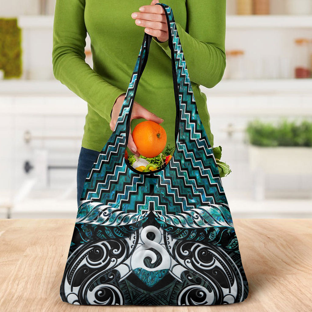 New Zealand Maori Grocery Bag Poutama Pikorua - Single Twist Paua Shell LT05 - Polynesian Pride