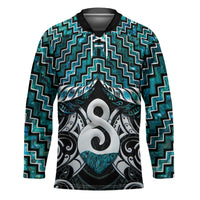 New Zealand Maori Hockey Jersey Poutama Pikorua - Single Twist Paua Shell LT05 Unisex Turquoise - Polynesian Pride