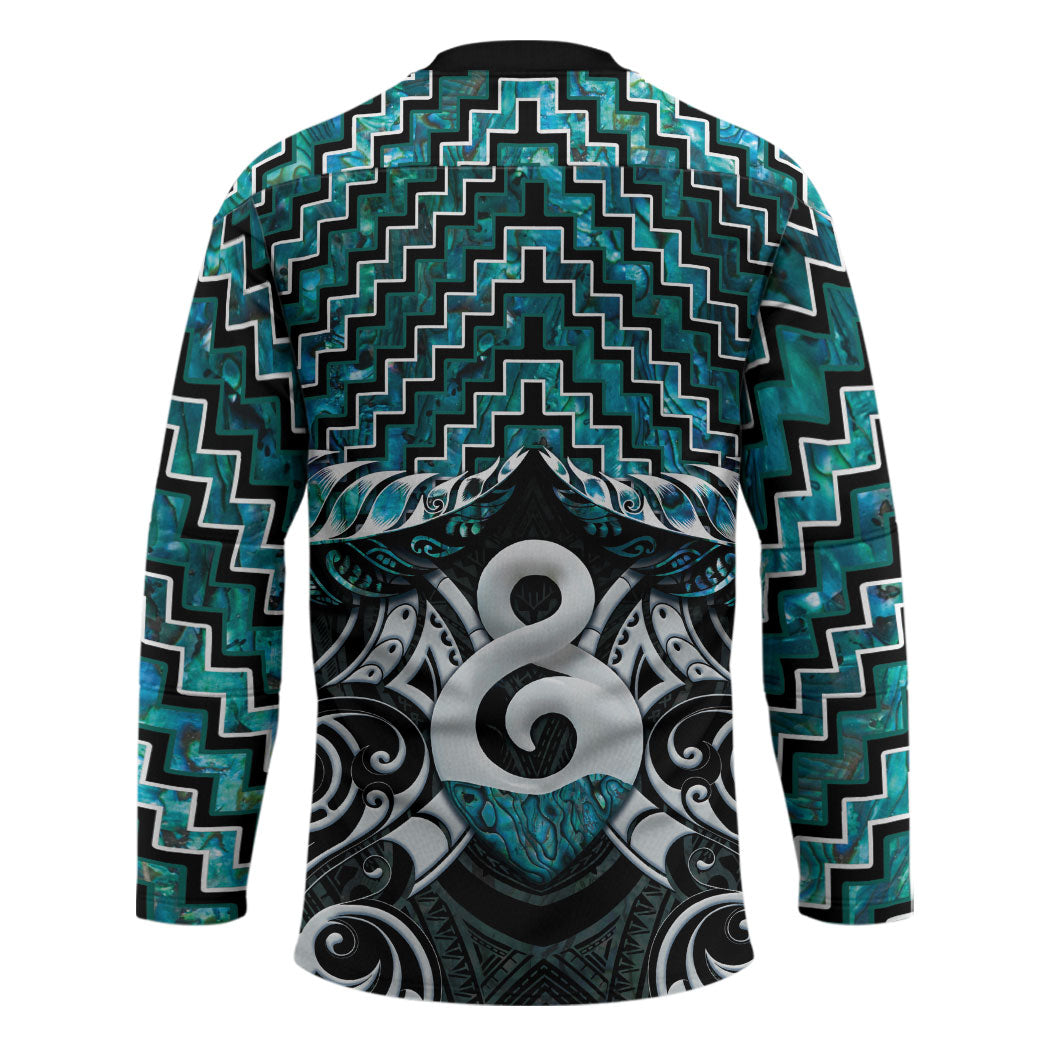 New Zealand Maori Hockey Jersey Poutama Pikorua - Single Twist Paua Shell LT05 - Polynesian Pride