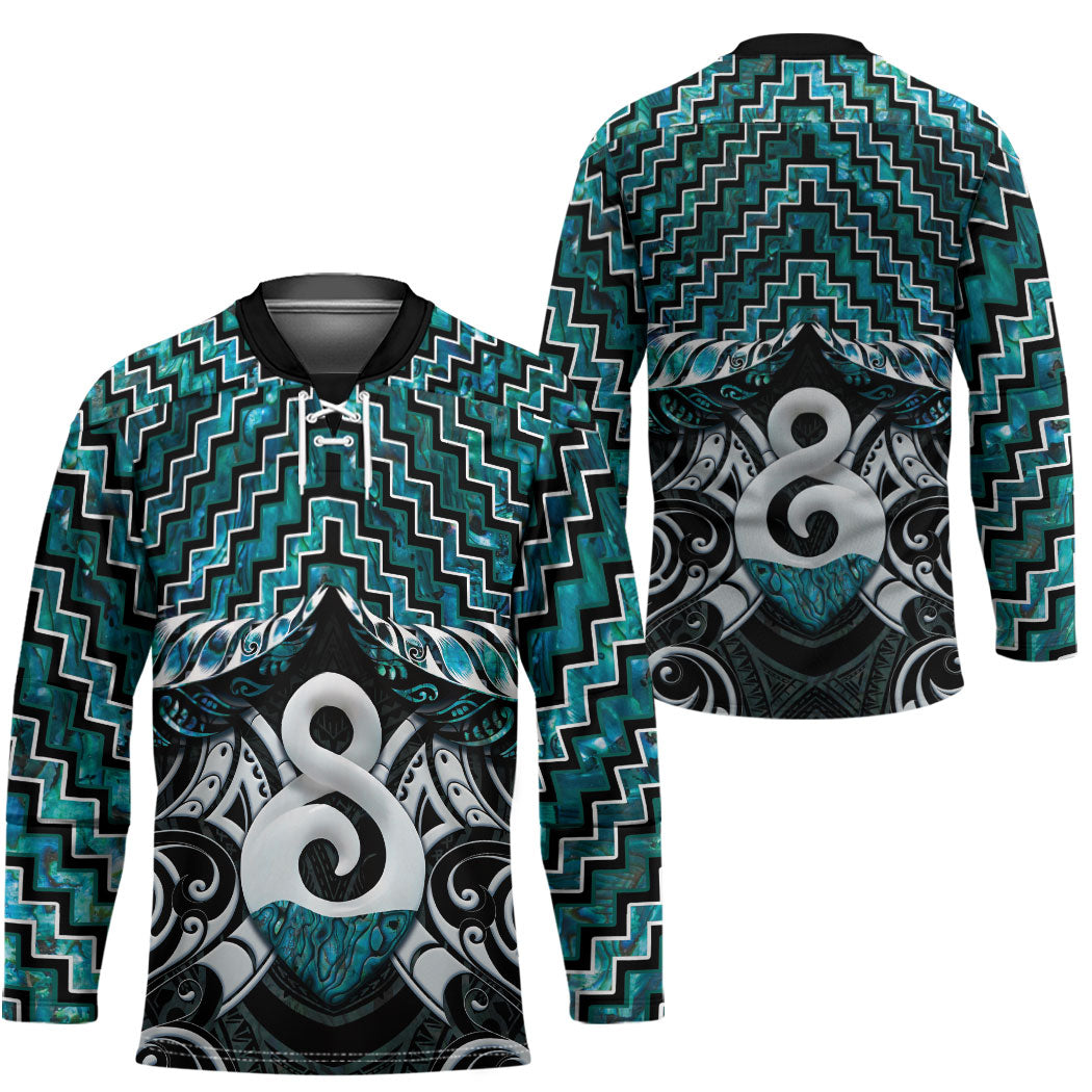 New Zealand Maori Hockey Jersey Poutama Pikorua - Single Twist Paua Shell LT05 - Polynesian Pride