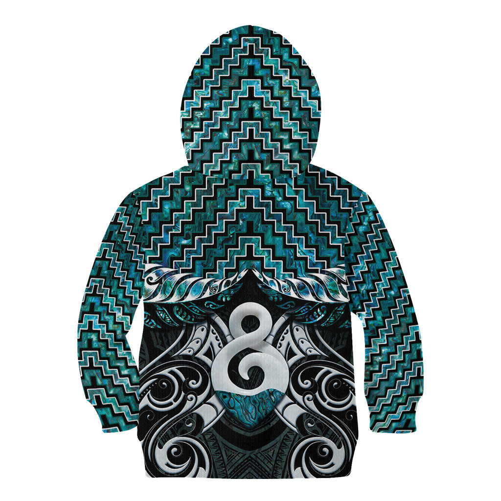 New Zealand Maori Kid Hoodie Poutama Pikorua - Single Twist Paua Shell LT05 - Polynesian Pride