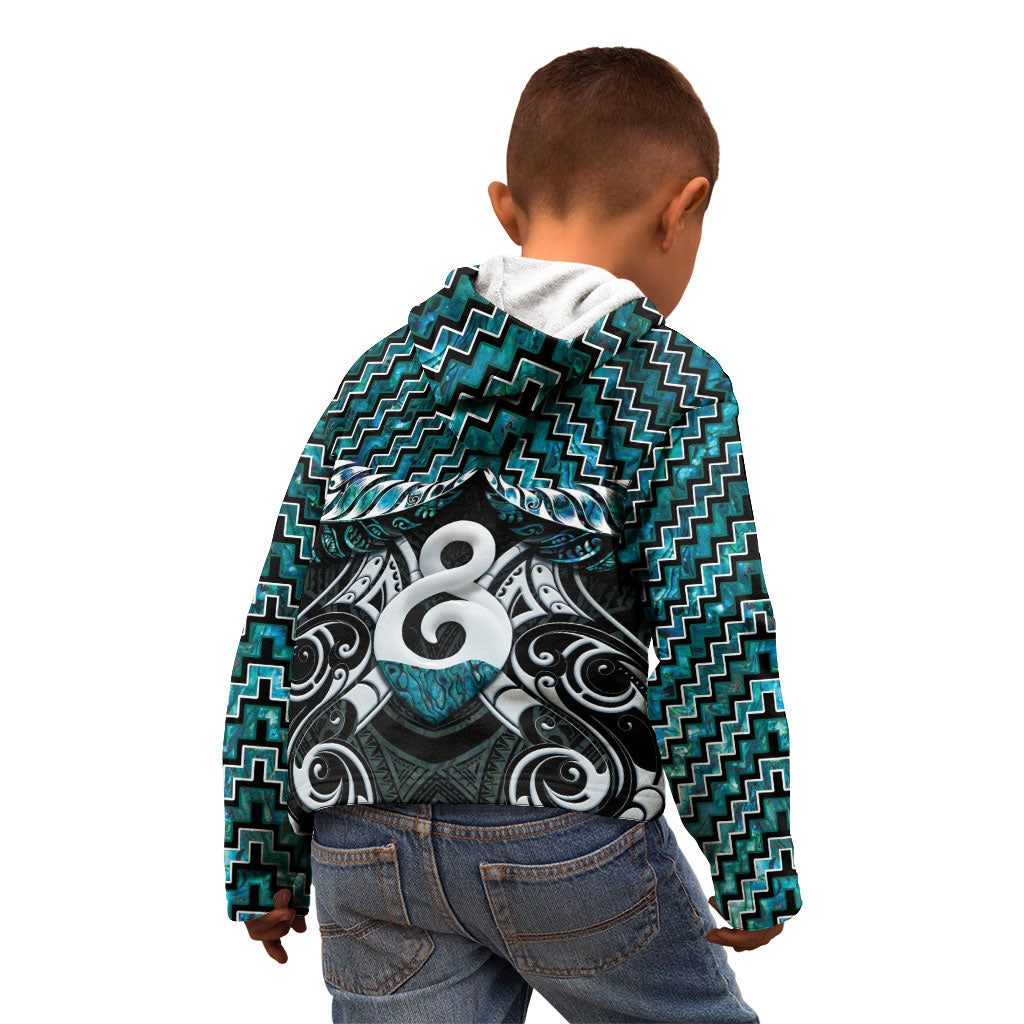 New Zealand Maori Kid Hoodie Poutama Pikorua - Single Twist Paua Shell LT05 - Polynesian Pride