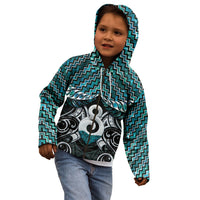 New Zealand Maori Kid Hoodie Poutama Pikorua - Single Twist Paua Shell LT05 - Polynesian Pride