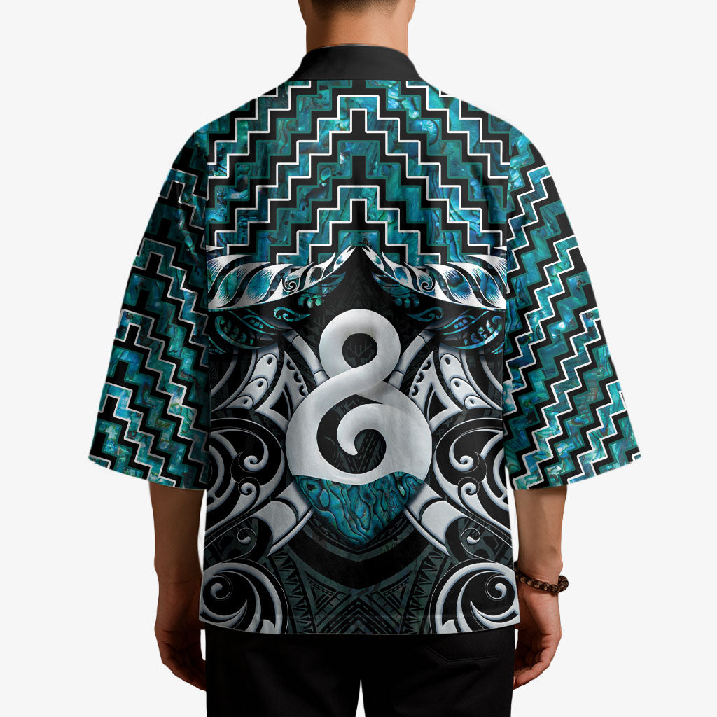 New Zealand Maori Kimono Poutama Pikorua - Single Twist Paua Shell LT05 - Polynesian Pride