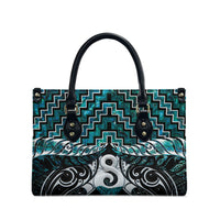New Zealand Maori Leather Bag Poutama Pikorua - Single Twist Paua Shell LT05 - Polynesian Pride