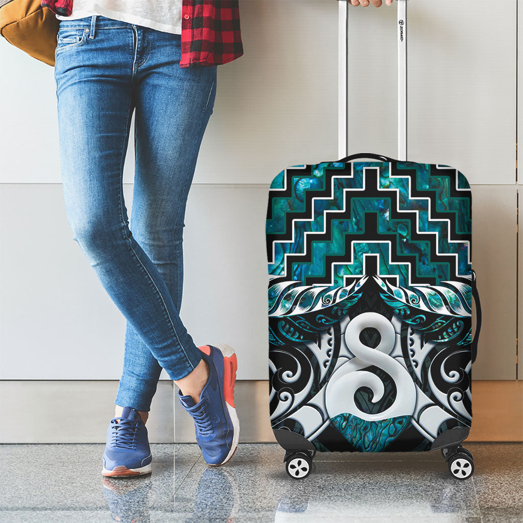 New Zealand Maori Luggage Cover Poutama Pikorua - Single Twist Paua Shell LT05 - Polynesian Pride