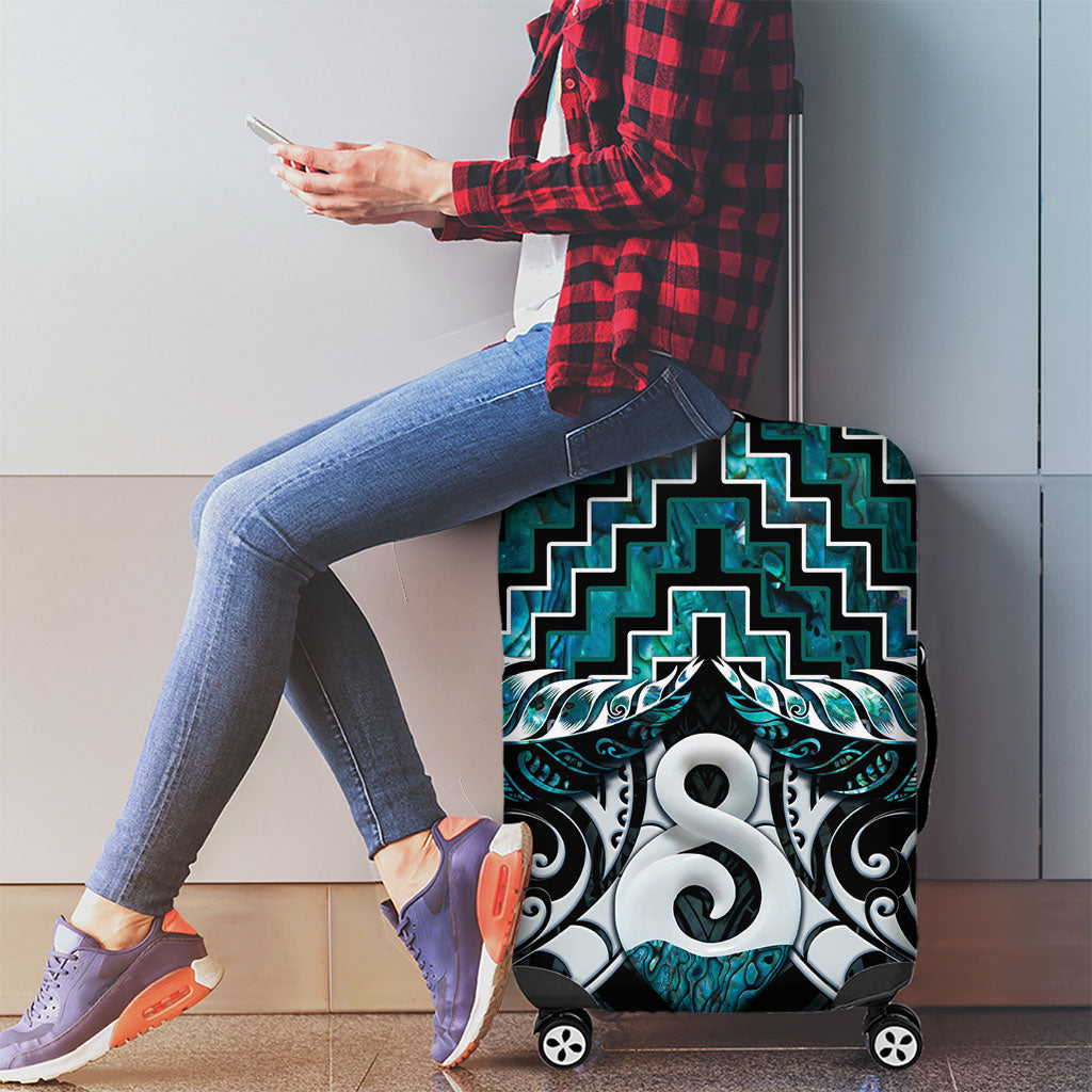 New Zealand Maori Luggage Cover Poutama Pikorua - Single Twist Paua Shell LT05 - Polynesian Pride